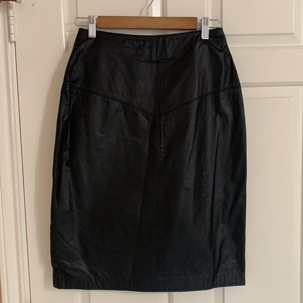 Venezia Original Sportswear Vintage Black leather pencil skirt 10 (modern 4)